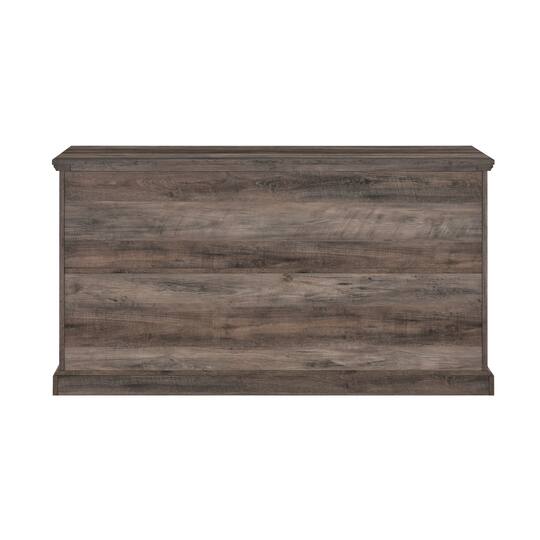 Walker Edison Gray Wash Lateral Bookshelf with Decorative Metal Sides